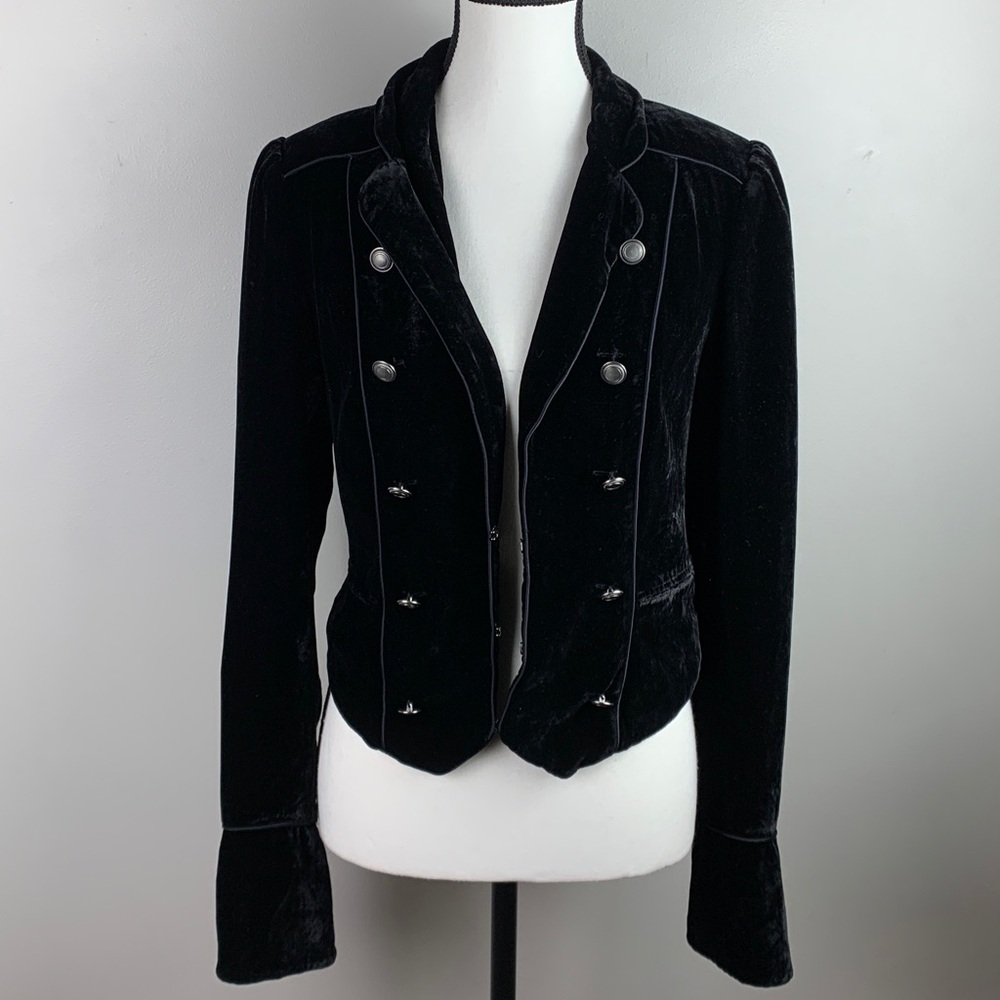 Paige Maribel Black Velvet Cropped Military Jacket NEW! - Picture 4 of 14